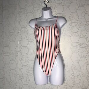 Forever 21 Red & Blue Striped One-piece Swimsuit